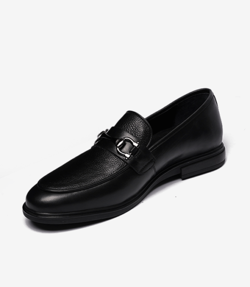 MOCASSIN EN CUIR NOIR AVEC APPLIQUÉ MÉTALLIQUE V9CT 250001 – Image 2
