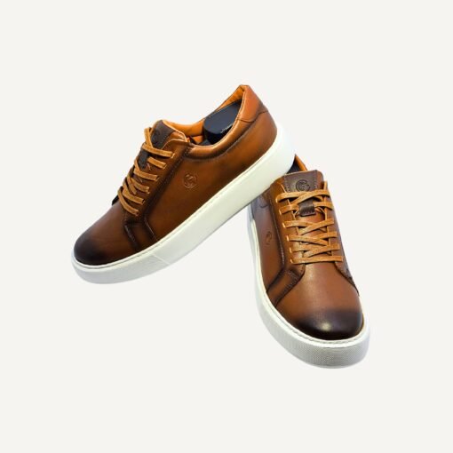 CASUAL TRAINERS EN CUIR MARRON – Image 3