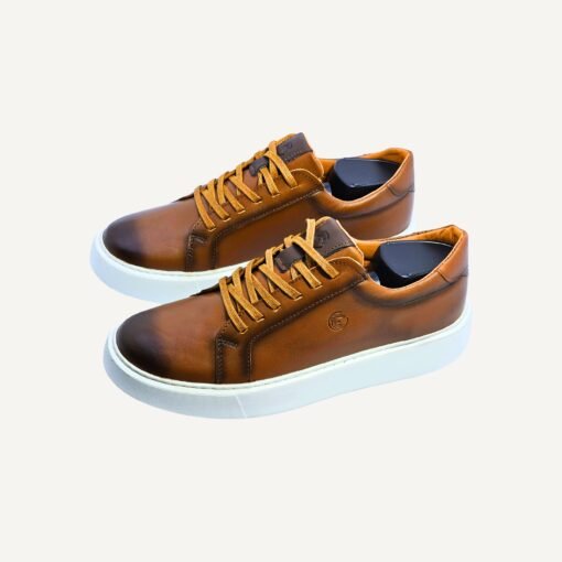 CASUAL TRAINERS EN CUIR MARRON – Image 4